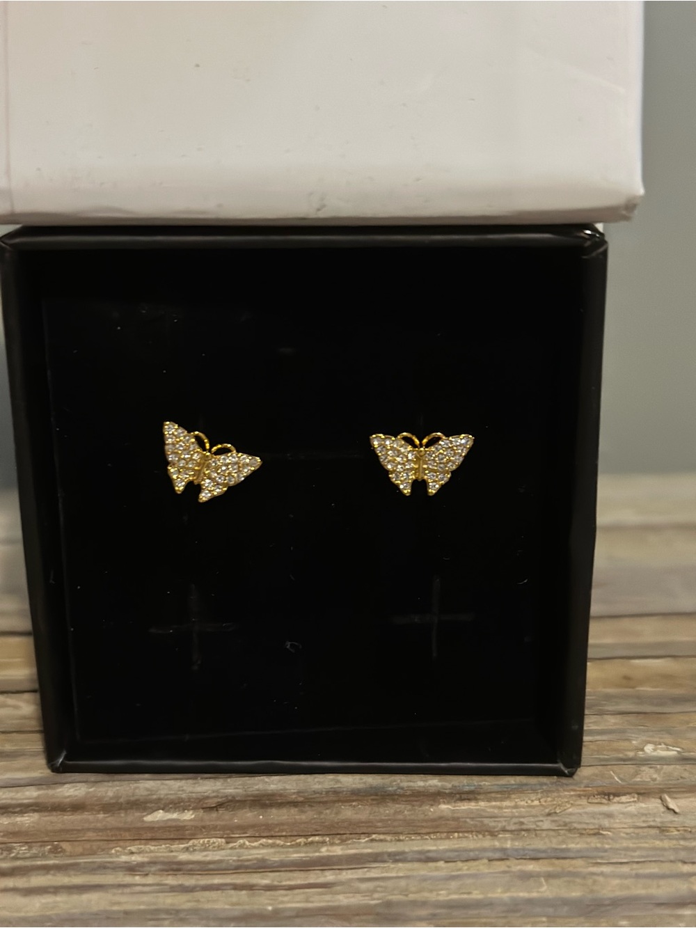 Cate and Chloe Gold Butterfly Crystal Stud Earrings
